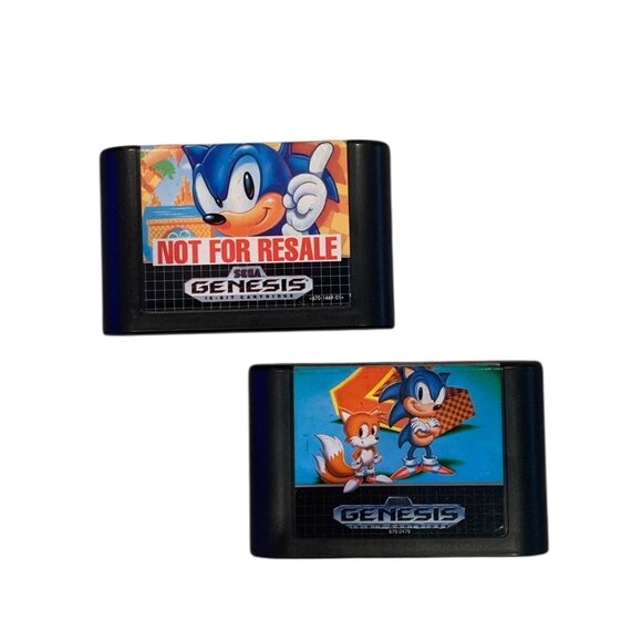 Sonic the Hedgehog 1 & 2 Vintage Video 2 Games Set (Sega Genesis, 1991& 1992) - Picture 1 of 8